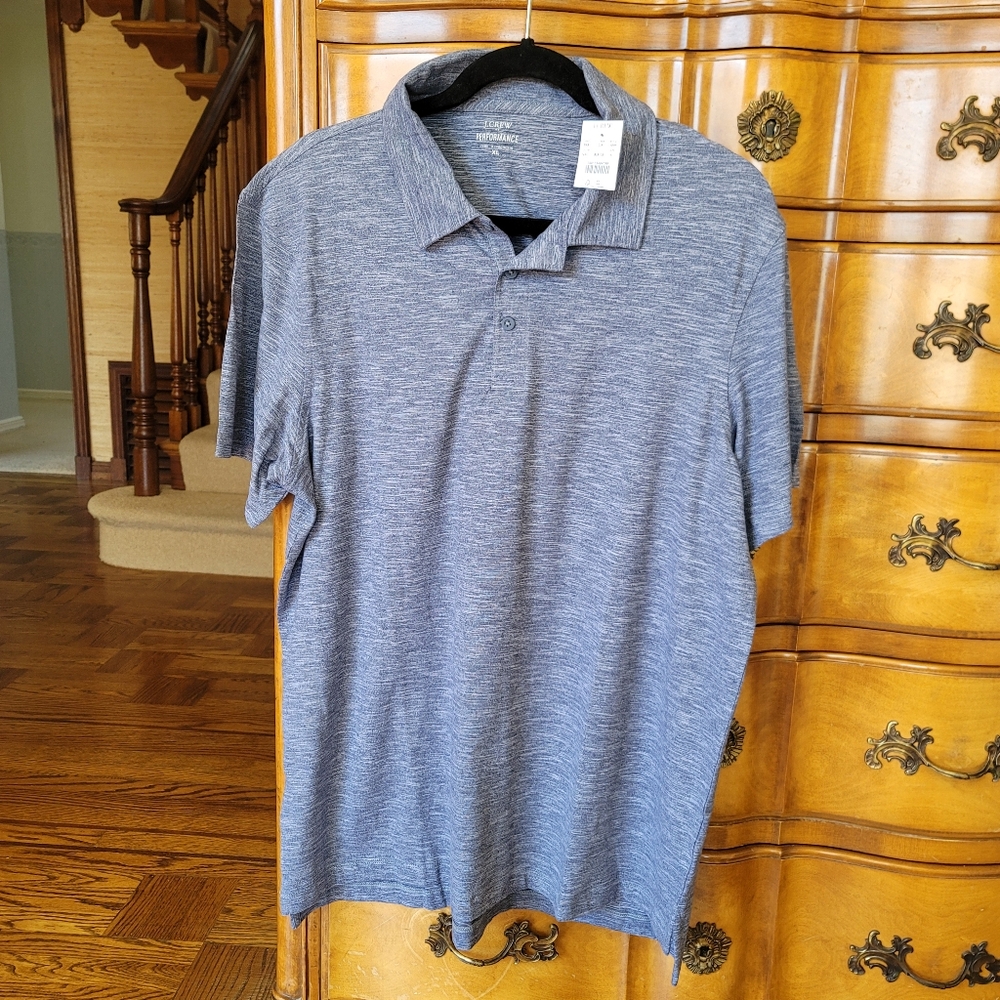 New! J. Crew Men’s sz XL X-Large Performance Polo Shirt Top Navy Blue NWT
